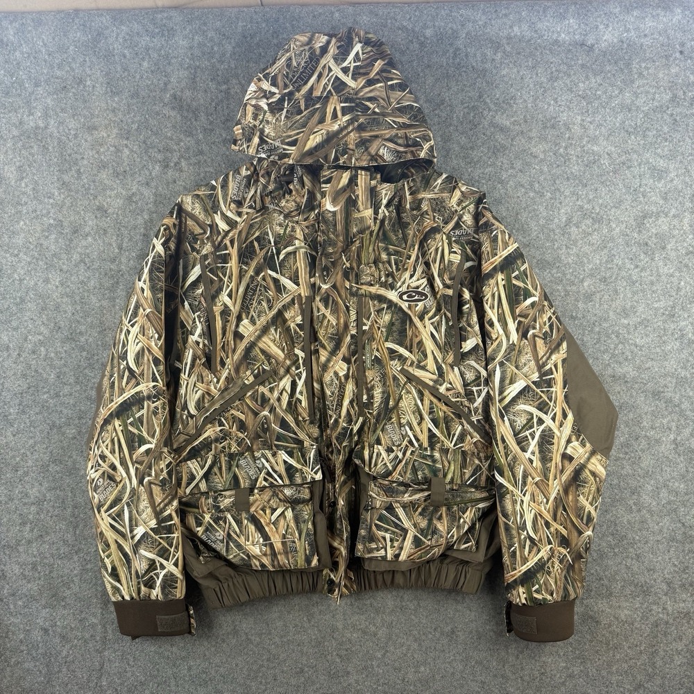 Drake Waterfowl Jacket Mens Small Mossy Oak Blades Ducks Unlimited Camo Zip Up